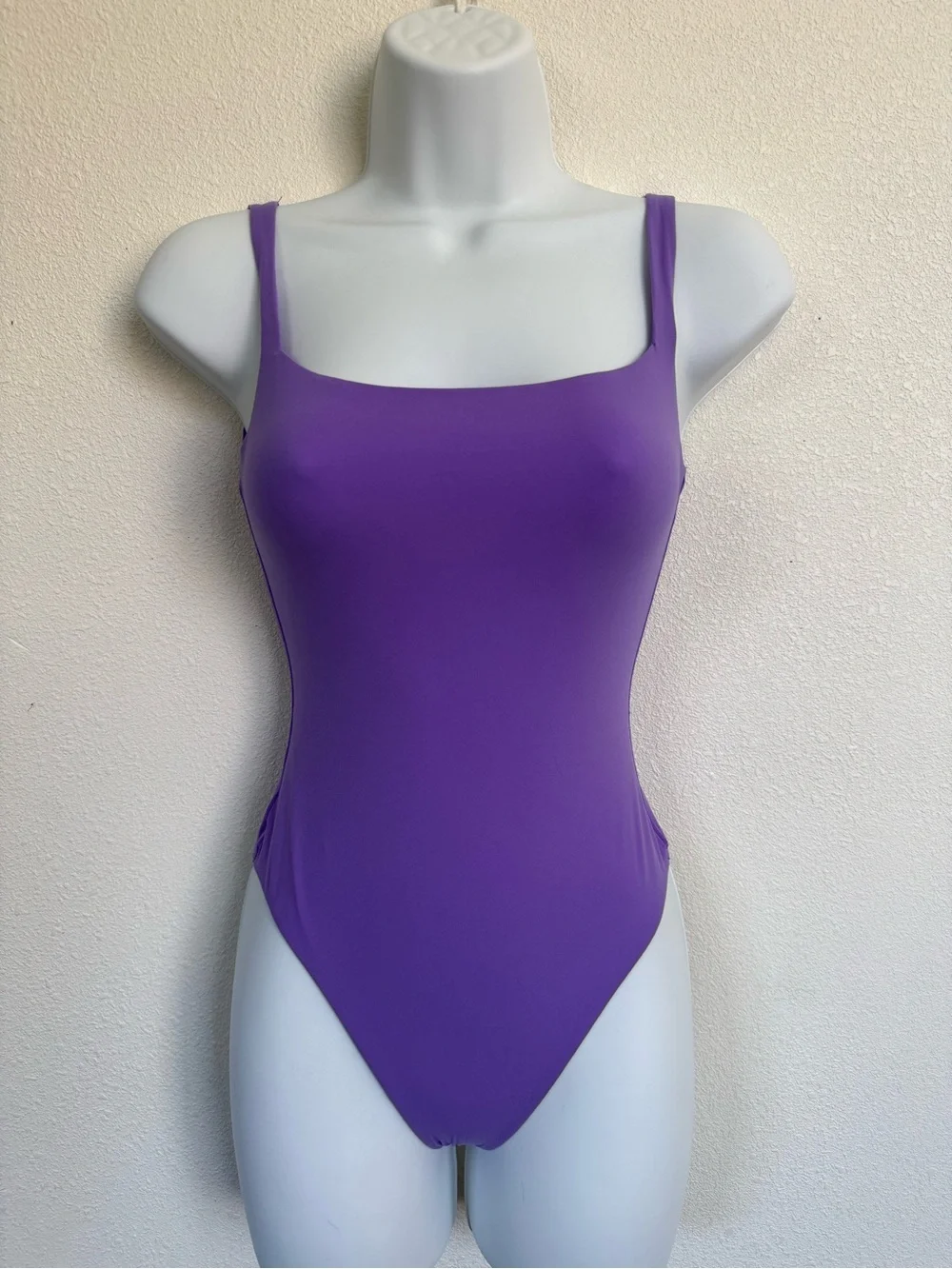SKIMS Fits Everybody Square Neck Thong Bodysuit Purple XS Soft Stretch
